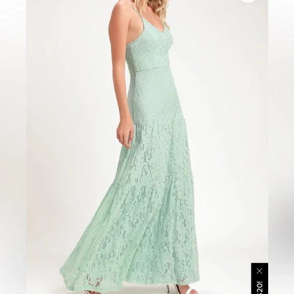 ❤️Mint Green Lace Maxi Dress - Picture 1 of 7
